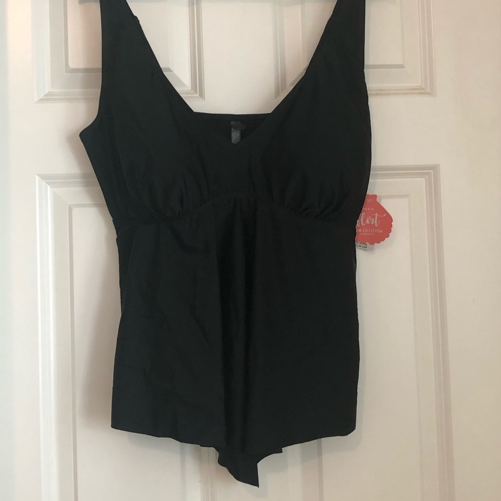 Black swim top with handkerchief hem